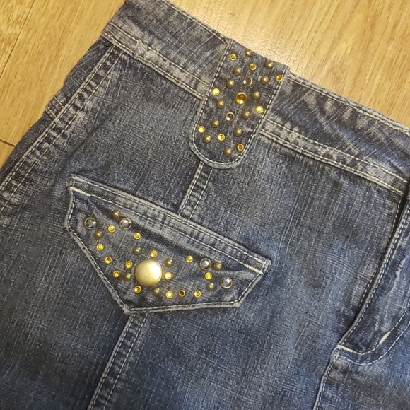 VTG Cache studded denim mini skirt sz 6 - Picture 2 of 4